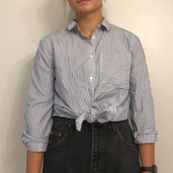 H&M LONG SLEEVE STRIPED BUTTON UP! - Picture 1 of 5